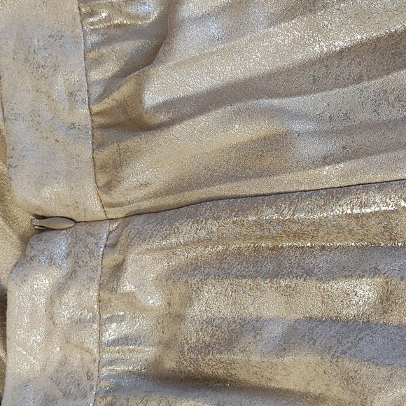 Maeve Shiny Gold Pleated Midi Skirt - Picture 9 of 11